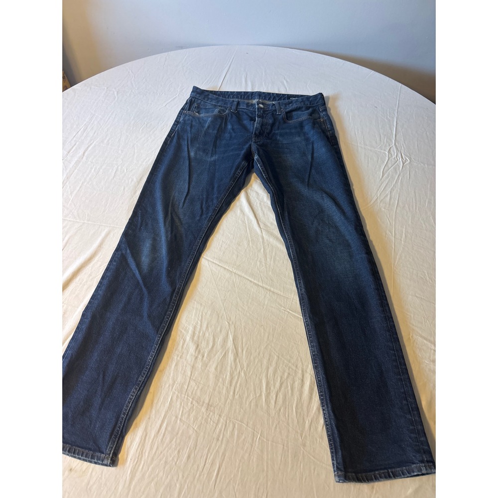 Bonobos Straight Leg‎ Jeans Mens 33/34 Dark Wash Blue Excellent Button Fly Denim